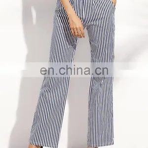 Fashion Design Ladies Vertical Striped Pockets Straight Long Pants Wholesale 2016 thumbnail-2