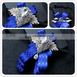 Aidocrystal Handmade Blue Men's Bowtie Handmade Silk Tie for Evening Dress thumbnail-1
