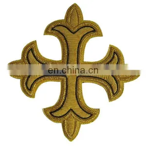 Church Hand Embroidery Cross Bullion Wire Badges thumbnail-1