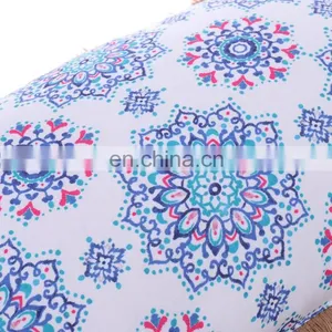 Factory Supply Waterproof Durable Blue Comfort Classics Flower Screen Printing Outdoor Pillows With Jute Fringes thumbnail-4