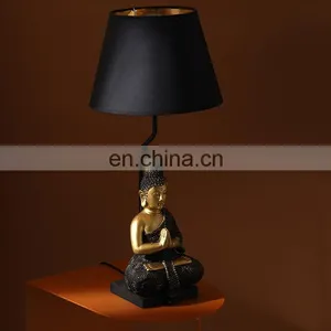 Chinese Classical Figure Statue Decoration Luxury Gold Resin Base Buddha Shape Modern Cheap Desk Lamps for Church thumbnail-3