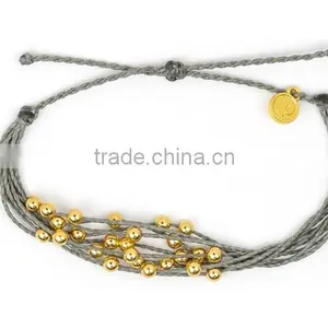 Hot New Many Layers Red Wax Cord Knot Bracelet With Copper Beads for Luck Girl thumbnail-5