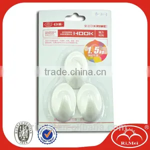 White Self Adhesive Removable Plastic Back Hooks thumbnail-1