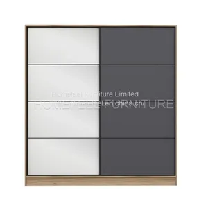 Modern 2 Mirror Doors Sliding Wardrobe Armoire thumbnail-1
