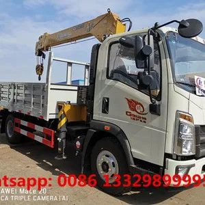 Customized SINO TRUK HOWO 4*2 4T 116hp Diesel Cargo Truck With Crane for Sale, thumbnail-4