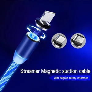Hot Sell Travel 3 in 1 LED Fast Charge Magnetic Charging Cable for IPhone for Samsung Android Charger USB Cable thumbnail-5