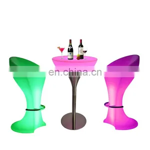 Solar Light Indoor Color Changing Bar Tables Modern LED Furniture Illuminated LED Bar Table and Chair Lighting Furniture thumbnail-1