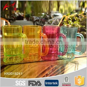 380ml Assorted Color Plastic Beer Mug Glass With Handle thumbnail-1