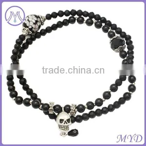 Women Leather Bracelet With Metal Enamel Beads thumbnail-5