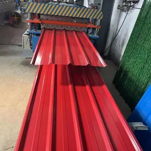 In Stock Color Coated Corrugated Metal Roof Sheet PPGI Corrugated Panel Green Red Corrugated Roof Tile thumbnail-2