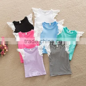 INS Hot Sale Cotton Kids t Shirt Newborn Baby Lace Cap Sleeve Girls Child Shirts thumbnail-6