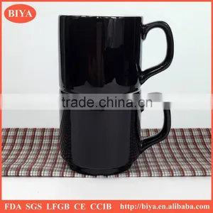 Cup Coffee Black and White Porcelain Ceramic Coffee Mug Stacked Cup Tea Cup for Promotion thumbnail-1