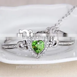 Top Grade Crystal Heart Bangles The Heart Of Ocean Blue Austria Crystal Bracelets For Women thumbnail-3