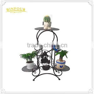 3 Layers Wrought Iron Planters Round Foldable Plant Stand thumbnail-2