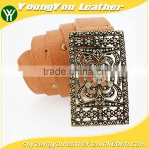 2015 Vintage Style Women's Fashion PU Brand Belt With Rhinestone Square Shape Buckle thumbnail-1