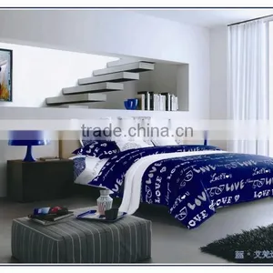 Microfiber Brushed Disperse Bedding Set Blue White Duvet Cover Set thumbnail-1