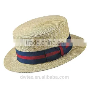 Fashion Design Stripedband 100%Paper Straw Boater Hat thumbnail-1