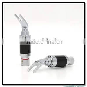 OEM Copper Rhodium Plated Carbon Fiber Speaker Cable Spade Terminal Connector Plug thumbnail-1