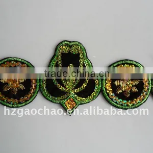 Bud Design Hand Trimming Velvet Embroidery Lace With Black Adehesive thumbnail-1
