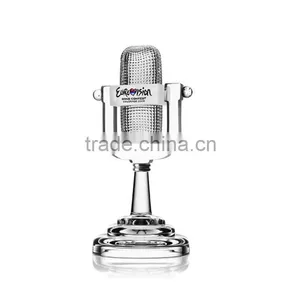 Microphone Trophy TV Show Competetion Award With Flag Engraving K9 Crystal Eurovision Song Contest Eurovision Trophy Quality Choice thumbnail-1