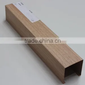 Strong Weather Resistance Wood Grain Aluminum Metal Screen Linear Ceiling U Channel Screen Ceiling Panel thumbnail-1