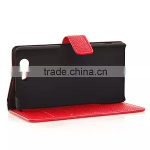 Hot Selling Red Litchi Wallet Case for Sony Xperia Z3 Mini thumbnail-6