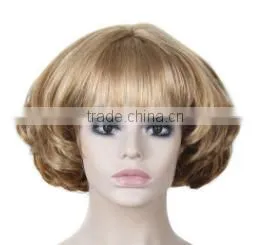 8" Hot Short Curly Blonde Bob Wigs African American Wig For Black Women Cosplay Cheap Synthetic Highlight Hair Wigs thumbnail-1