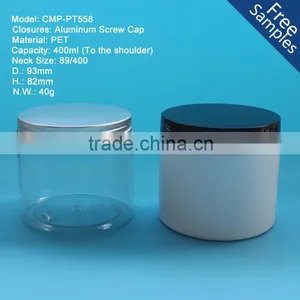 Round Colorful 400ml Plastic PET Jars, 400g 14oz Clear PET Plastic Jar With Aluminum Cap thumbnail-1