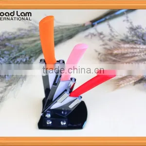 Most Attractive Colorful Handle Ceramic Kitchen Knife Set With Peeler White Blade in Knife Stand thumbnail-1