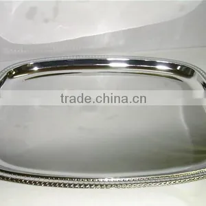 Sterling Silver Holloware Metal Salver Silver Plated Serving Trays for Wedding Tableware Service Tray thumbnail-5