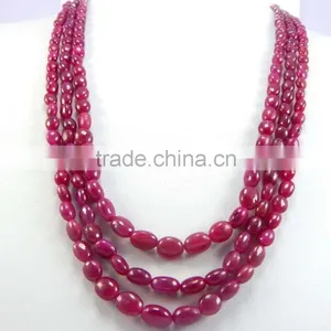 Dyed Ruby Oval Beads Loose Beads Calibrated Necklace thumbnail-1