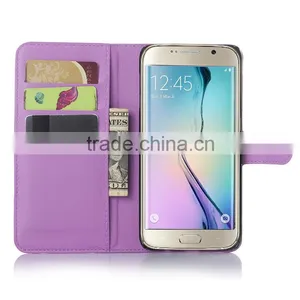 Hot Selling Ultra Thin Lichee PU Leather Case Wallet Folio Flip Cover for Samsung GALAXY S6 Edge Plus thumbnail-3
