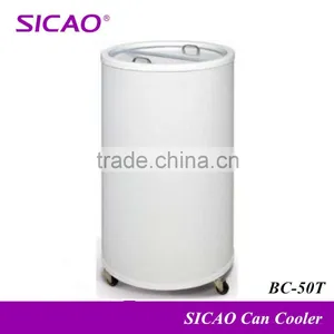 High Quality Barrel Shape Beverage Can Cooler With Acrylic Door Design thumbnail-1