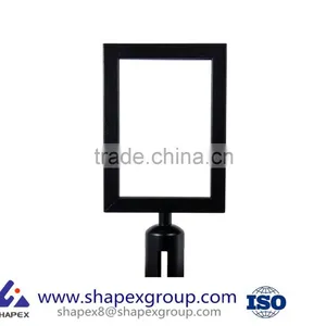 Retractable Stanchion, 6 Posts + Portrait Signframe, 36" Ht, 78" Black Belt thumbnail-3