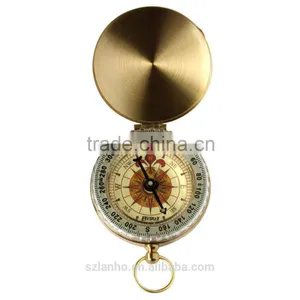 Tranditional Brass Metal Compass Pocket Watch Style Antique Camping Hiking Round thumbnail-1