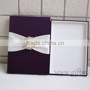 2016 Latest Luxury Wedding Gift Box Wedding Invitation Box With Ribbon Custom Made thumbnail-6