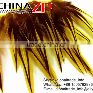 ZPDECOR Directly Sale Top Quality Colored Sunshine Yellow Lace Medium Rooster Cape Feathers thumbnail-3