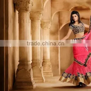 On Net Lehenga Saree Multi Color Georgette thumbnail-2