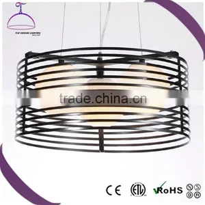 Metal Frame Glass Shade Black Painting Big Hotel Pendant Light thumbnail-1