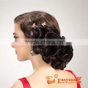 Rose Hair Flowers Suppliers, Wigs Wig Hair Accessories, Salon Synthetic Hair Piece for Updo thumbnail-1