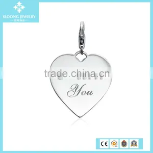 Engraveable I Love You Heart Charm for Charm in Sterling Silver thumbnail-1