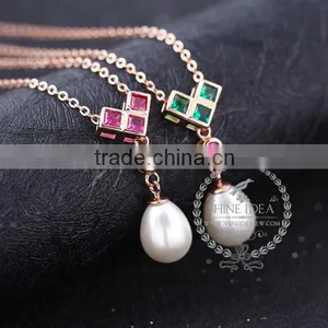 925 Sterling Silver Rose Gold Fresh Water Pearl Necklace Fashion Women Necklace Jewelry Supplies 6310039 thumbnail-2