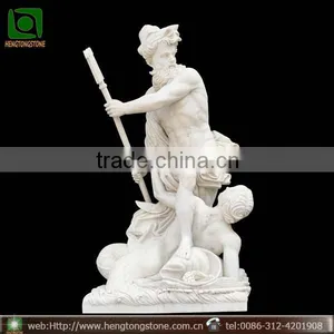 Hand Carved Famous White Marble Poseidon Sculpture thumbnail-1