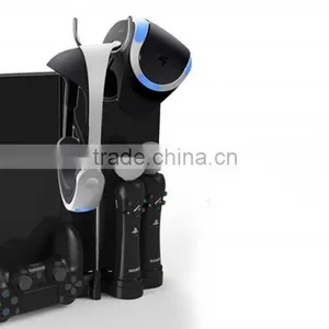 Multi-functional Console Vertical Stand With Quad-port Controller Charger Plus VR Headset Display Station For PS4/Slim/Pro thumbnail-1