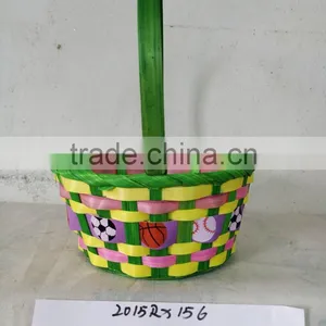 Easter/Spring Bamboo Basket Embellished With Sports Logo Ribbon thumbnail-1