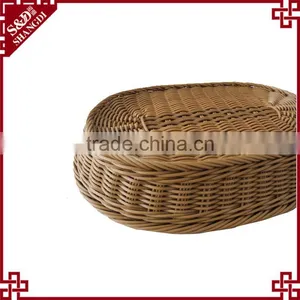 PE Rattan Handmade Weaving Customized Oval Shape for Supermarket Storage Plastic Fruit Basket thumbnail-6