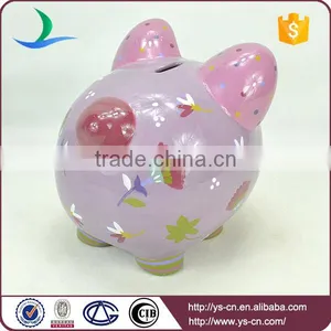 2015 Hotsale Purple Unbreakful Handprinting Ceramic Piggy Coin Bank Wholesale for Gift thumbnail-5