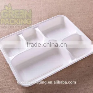 Sugarcane Bagasse 5-compartment Food Container With PET Lids thumbnail-4