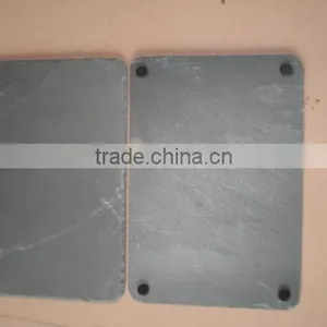Irregular Leaf Shape Black Rough Edge Slate Coaster With thumbnail-6