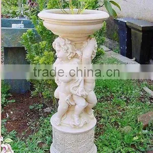 Garden Stand White Polyrein Angel Flower Pot thumbnail-1